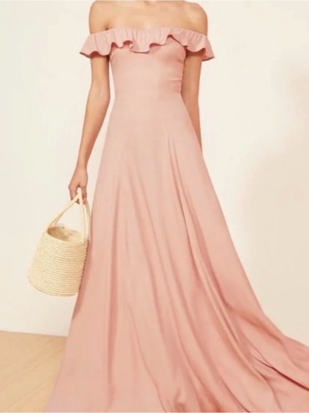 Reformation Blush Pink Ruffle Maxi Dress – Size 4